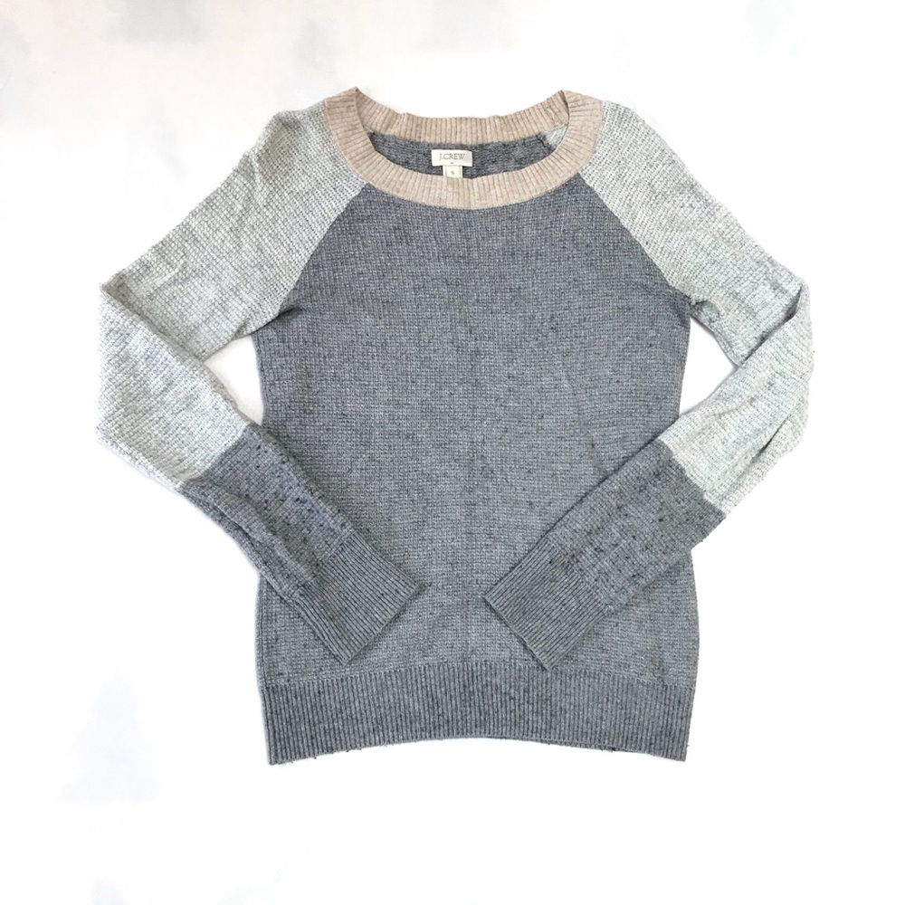 J. Crew Colorblock Waffle Knit Sweater in Merino Wool Blend - S